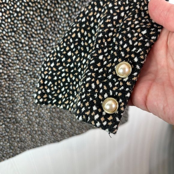 Talbots Women's Blouse Size Medium Black with white and tan dots - Picture 6 of 6